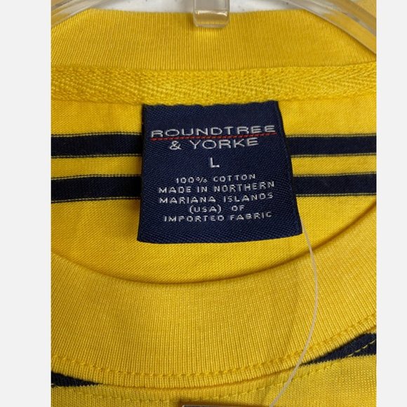 Roundtree & Yorke Mens L Yellow Striped Short Sleeve T- Shirt - New With Tags - Picture 5 of 5